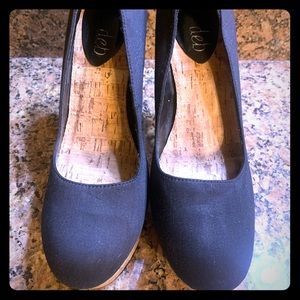 Deb black Platform Stiletto Heel Fabric Cork